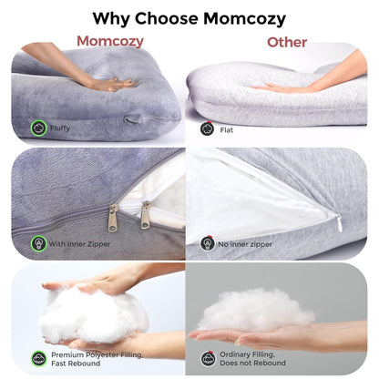 Restova U-Shaped Full Body Pregnancy Pillow – Maternity Support Pillow with Removable Cover