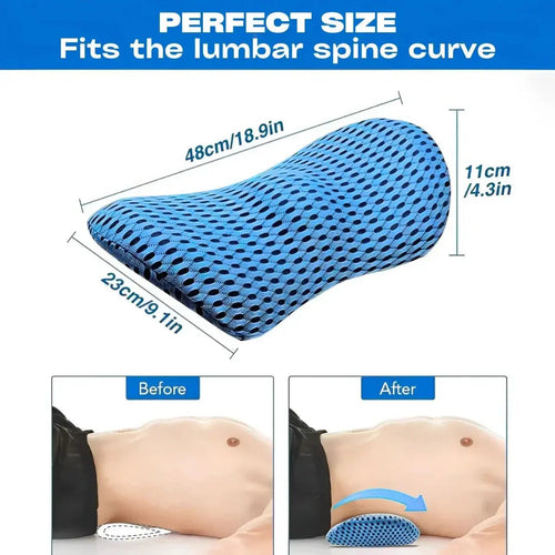 Restova Lumbar Support Pillow for Lower Back Pain Relief – Ergonomic Memory Foam Back Cushion