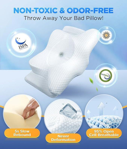 Restova Memory Foam Neck Pillow – Orthopedic Cervical Pillow for Neck Pain & Better Sleep Support
