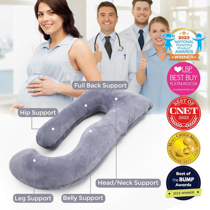 Restova U-Shaped Full Body Pregnancy Pillow – Maternity Support Pillow with Removable Cover