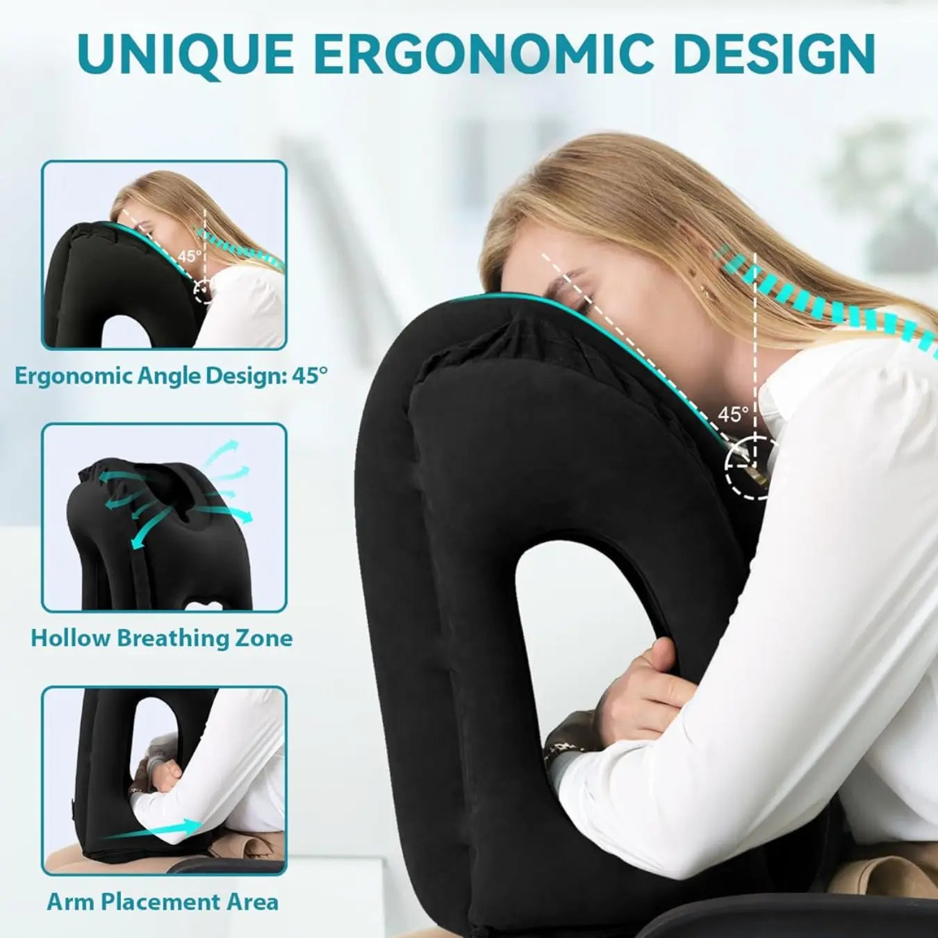 Restova Inflatable Travel Neck Pillow – Airplane Headrest Pillow for Long Flights & Neck Support