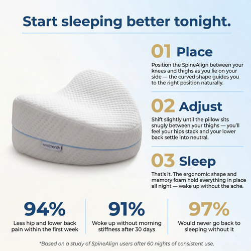 Restova Orthopedic Knee Pillow for Side Sleepers – Memory Foam Leg Pillow for Hip & Sciatica Relief