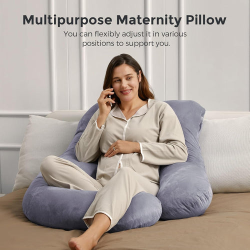 Restova U-Shaped Full Body Pregnancy Pillow – Maternity Support Pillow with Removable Cover