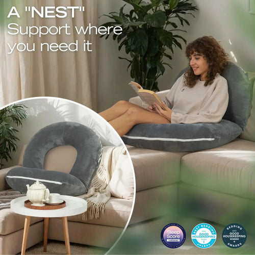 Restova Reading Pillow for Bed with Back Support – Large Plush Lounge Cushion for Sitting Up in Bed