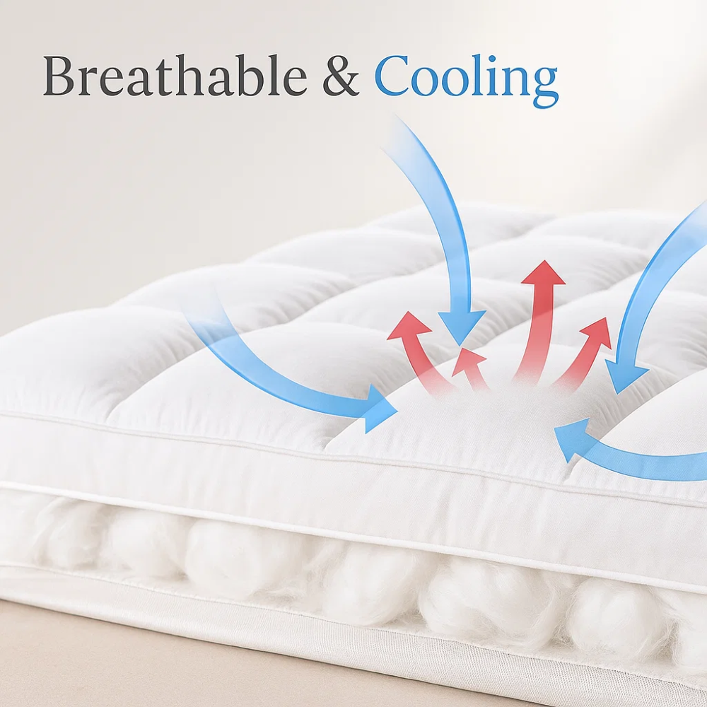 Restova Cooling Mattress Topper – Plush Breathable Mattress Pad for Back Pain Relief & Hot Sleepers