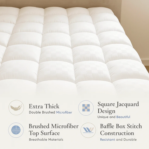 Restova Cooling Mattress Topper – Plush Breathable Mattress Pad for Back Pain Relief & Hot Sleepers
