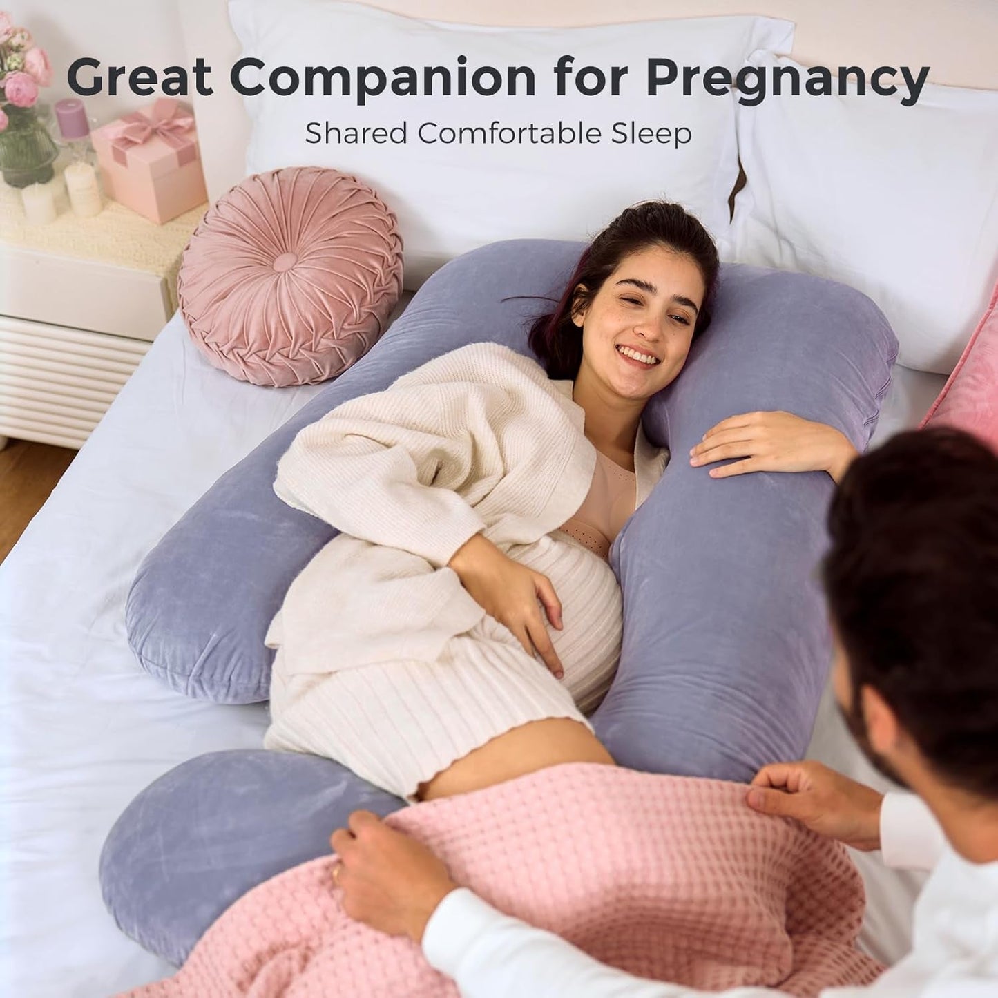 Restova U-Shaped Full Body Pregnancy Pillow – Maternity Support Pillow with Removable Cover