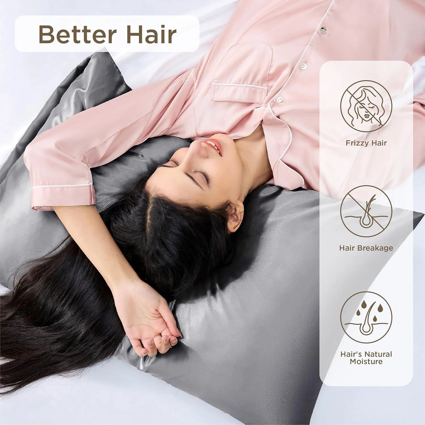 Restova Mulberry Silk Pillowcase Set – Cooling Satin Silk Pillow Covers for Hair & Skin (2 Pack)
