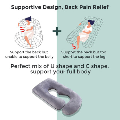 Restova U-Shaped Full Body Pregnancy Pillow – Maternity Support Pillow with Removable Cover
