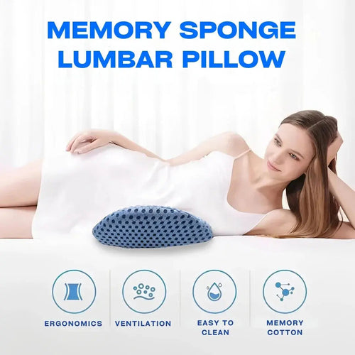 Restova Lumbar Support Pillow for Lower Back Pain Relief – Ergonomic Memory Foam Back Cushion