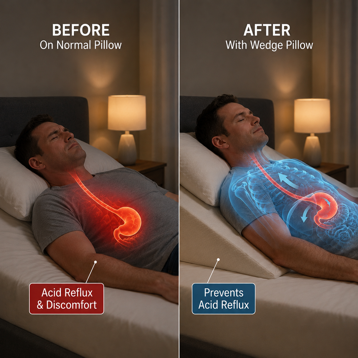 Acid reflux wedge pillow testing