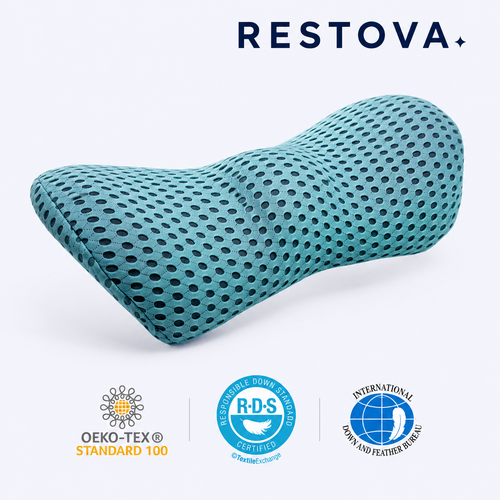Restova Lumbar Support Pillow for Lower Back Pain Relief – Ergonomic Memory Foam Back Cushion
