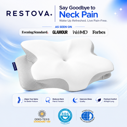 Restova Ultra Contour Relief Pillow – Orthopedic Cervical Neck Pillow for Pain Relief & Spinal Alignment