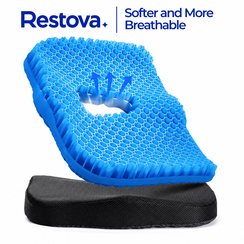 Restova Honeycomb Gel Seat Cushion – Orthopedic Silicone Cushion for Office Chair & Tailbone Pain Relief