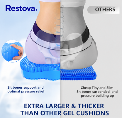 Restova Honeycomb Gel Seat Cushion – Orthopedic Silicone Cushion for Office Chair & Tailbone Pain Relief