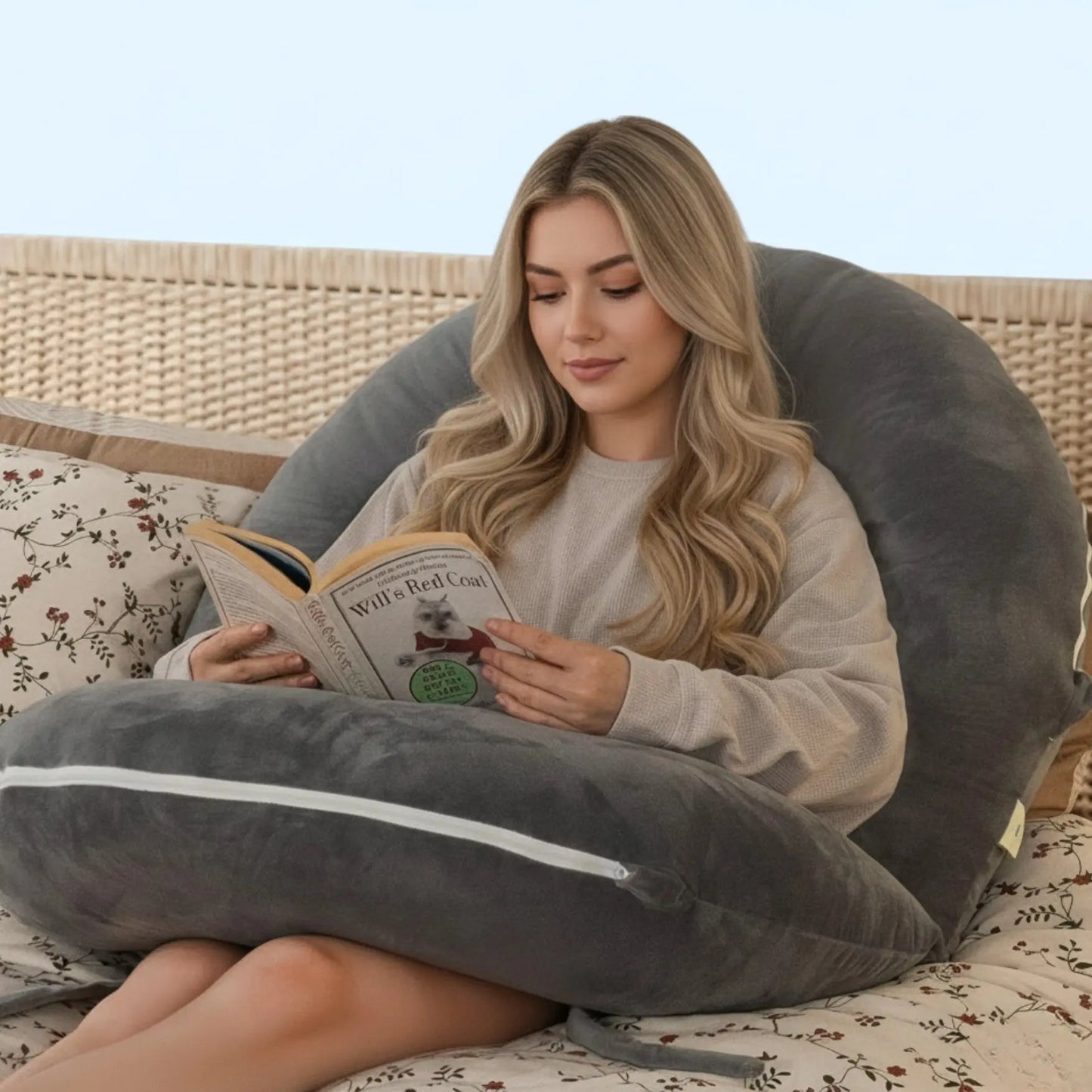 Restova Reading Pillow for Bed with Back Support – Large Plush Lounge Cushion for Sitting Up in Bed