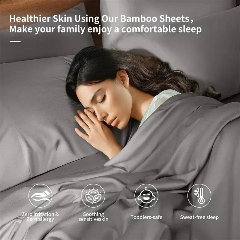 Restova Luxury Bamboo Bed Sheets Set – Cooling Deep Pocket Bedding Sheets (4 Piece)