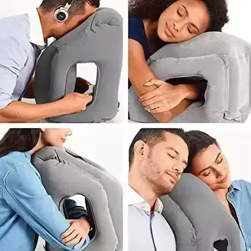Restova Inflatable Travel Neck Pillow – Airplane Headrest Pillow for Long Flights & Neck Support