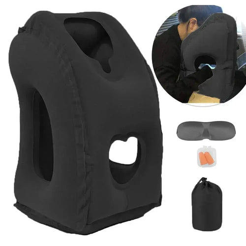 Restova Inflatable Travel Neck Pillow – Airplane Headrest Pillow for Long Flights & Neck Support