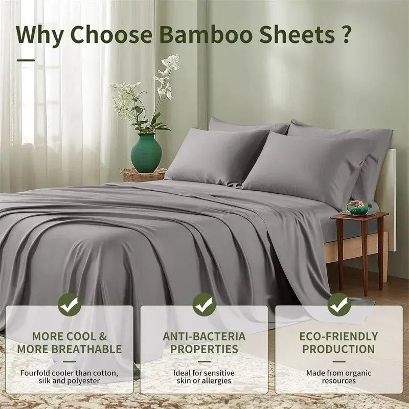 Restova Luxury Bamboo Bed Sheets Set – Cooling Deep Pocket Bedding Sheets (4 Piece)