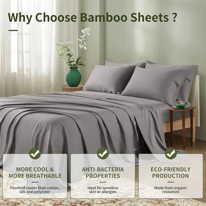 Restova Luxury Bamboo Bed Sheets Set – Cooling Deep Pocket Bedding Sheets (4 Piece)