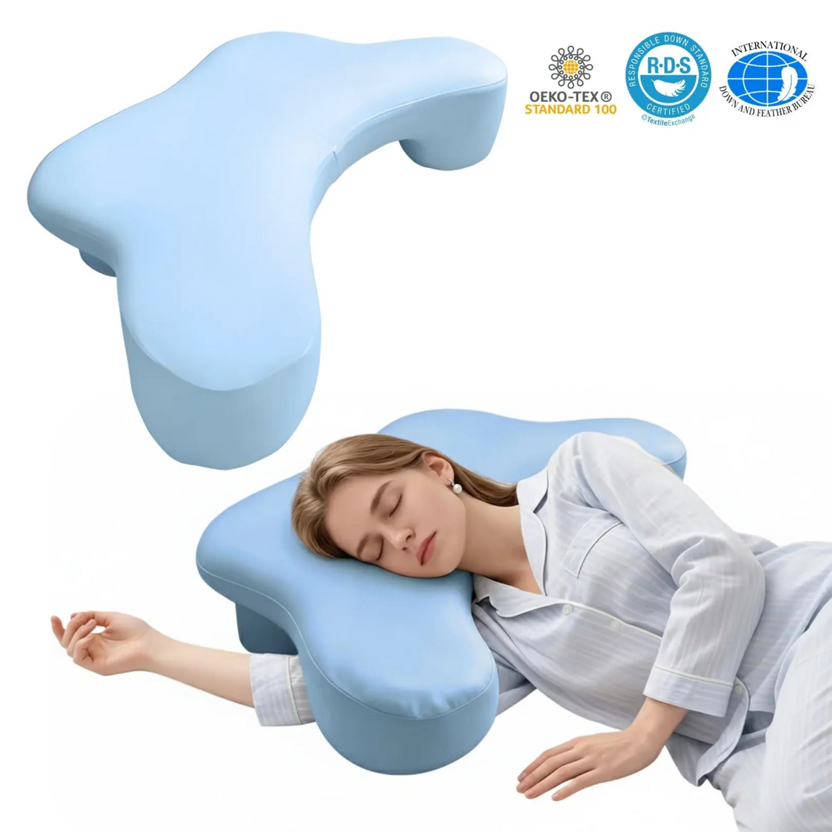 Restova Side Sleeper Pillow with Arm Holes – Pressure Relief Pillow for Shoulder Pain & Better Sleep