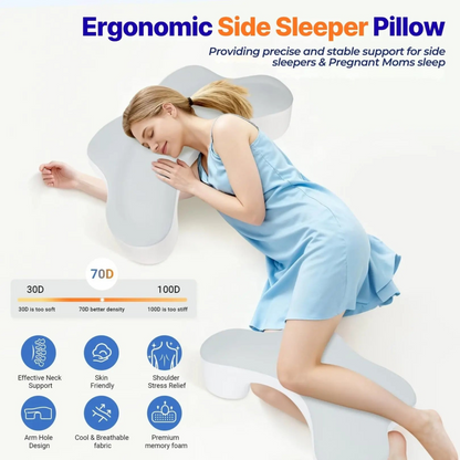 Restova Side Sleeper Pillow with Arm Holes – Pressure Relief Pillow for Shoulder Pain & Better Sleep