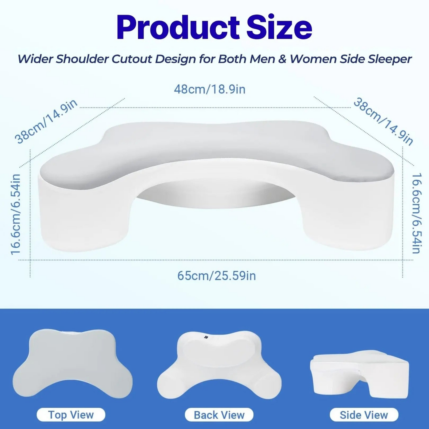 Restova Side Sleeper Pillow with Arm Holes – Pressure Relief Pillow for Shoulder Pain & Better Sleep