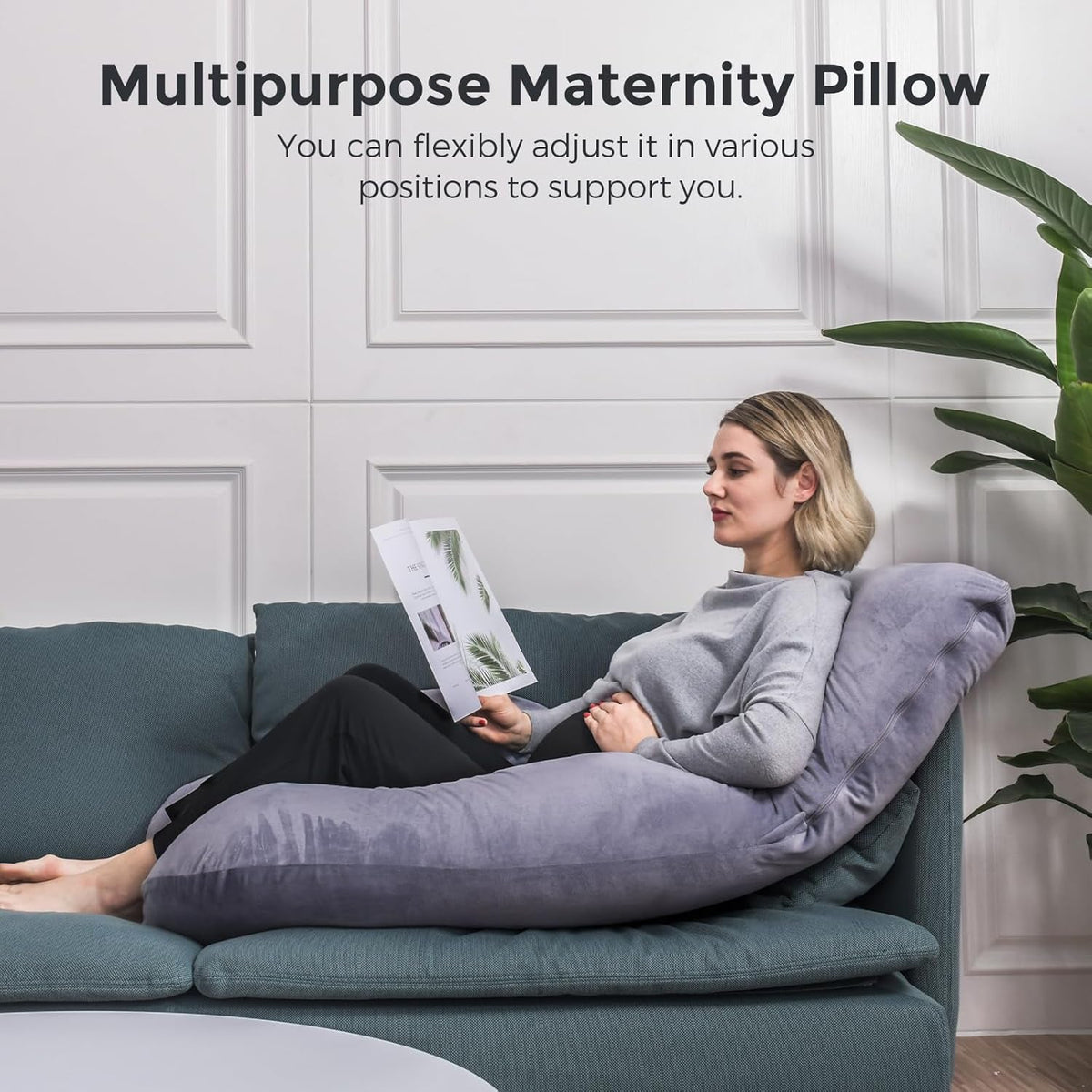 Restova U-Shaped Full Body Pregnancy Pillow – Maternity Support Pillow with Removable Cover