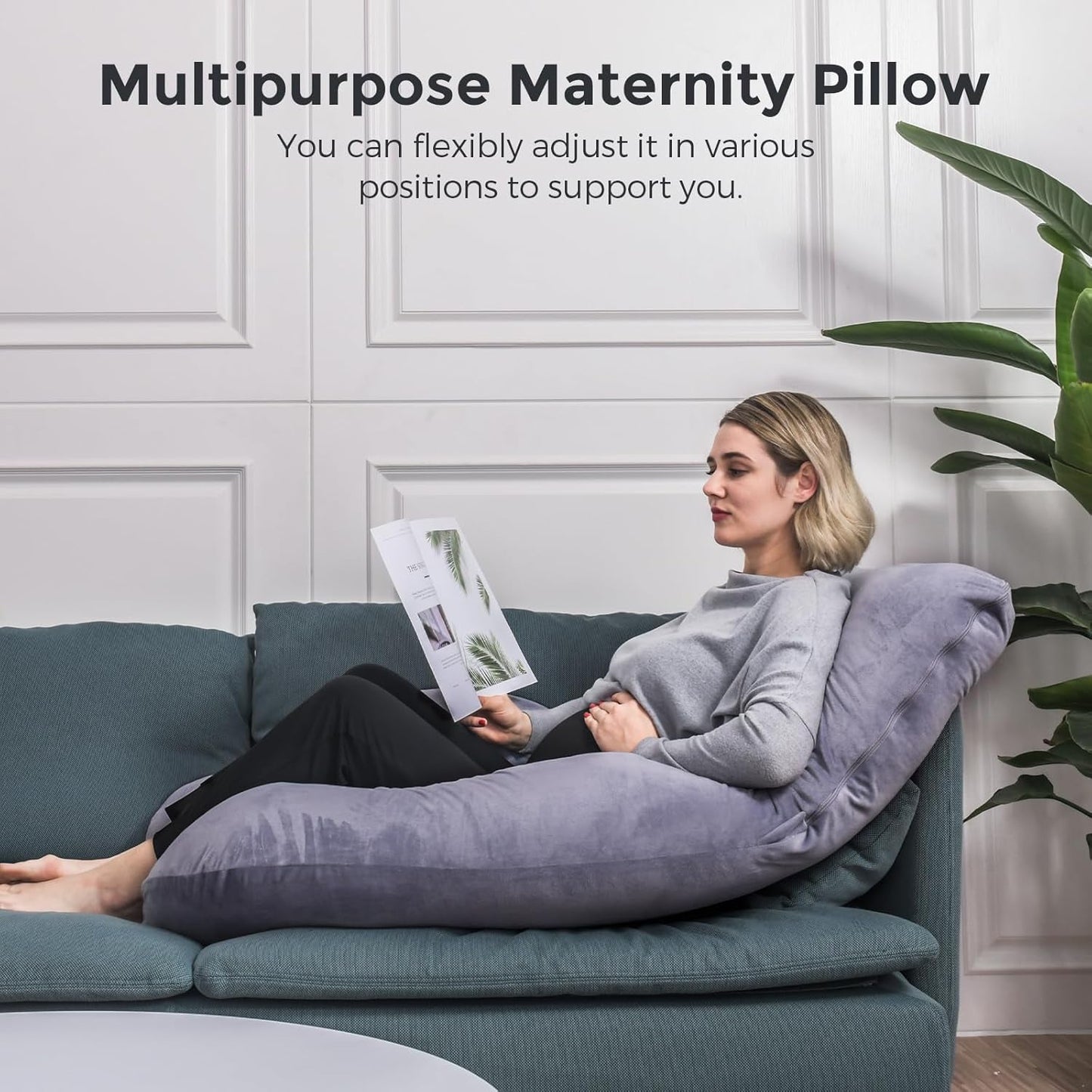 Restova U-Shaped Full Body Pregnancy Pillow – Maternity Support Pillow with Removable Cover
