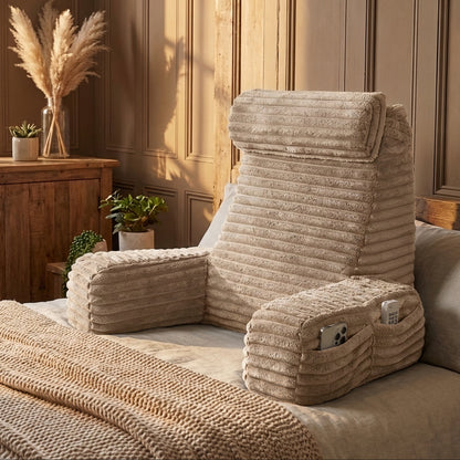 Restova Reading Pillow with Arms & Adjustable Headrest – Back Support Pillow for Sitting Up in Bed