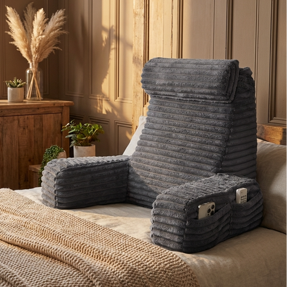 Restova Reading Pillow with Arms & Adjustable Headrest – Back Support Pillow for Sitting Up in Bed
