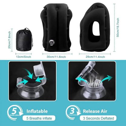 Restova Inflatable Travel Neck Pillow – Airplane Headrest Pillow for Long Flights & Neck Support