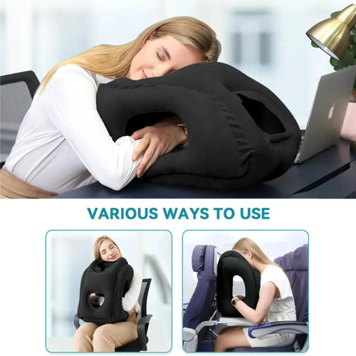 Restova Inflatable Travel Neck Pillow – Airplane Headrest Pillow for Long Flights & Neck Support