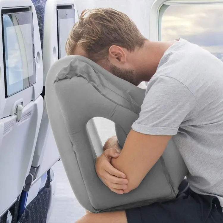 Restova Inflatable Travel Neck Pillow – Airplane Headrest Pillow for Long Flights & Neck Support