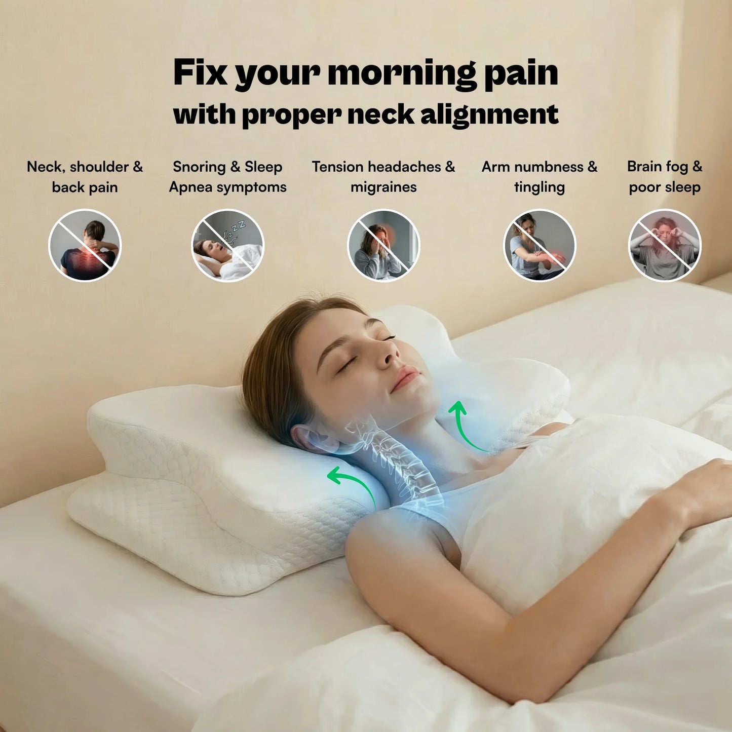 Restova Elite Cervical Neck Pillow – Orthopedic Memory Foam Pillow for Neck Pain Relief