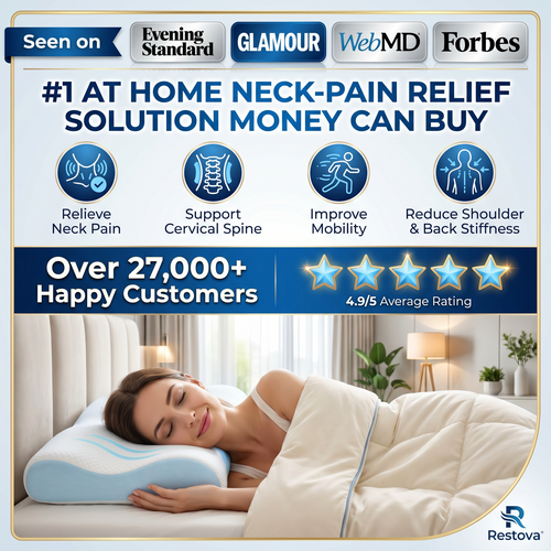 Restova Ultra Contour Relief Pillow – Orthopedic Cervical Neck Pillow for Pain Relief & Spinal Alignment